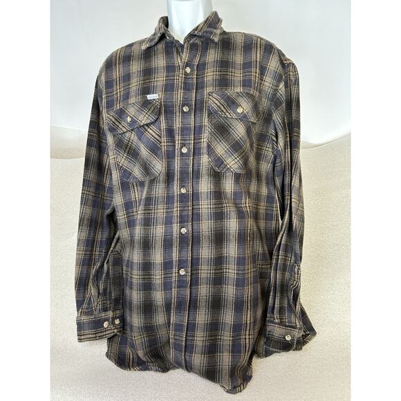 Carhartt Plaid Heavyweight Flannel Work Shirt Mens Size XL Tall.Rugged-Button up - Picture 6 of 13